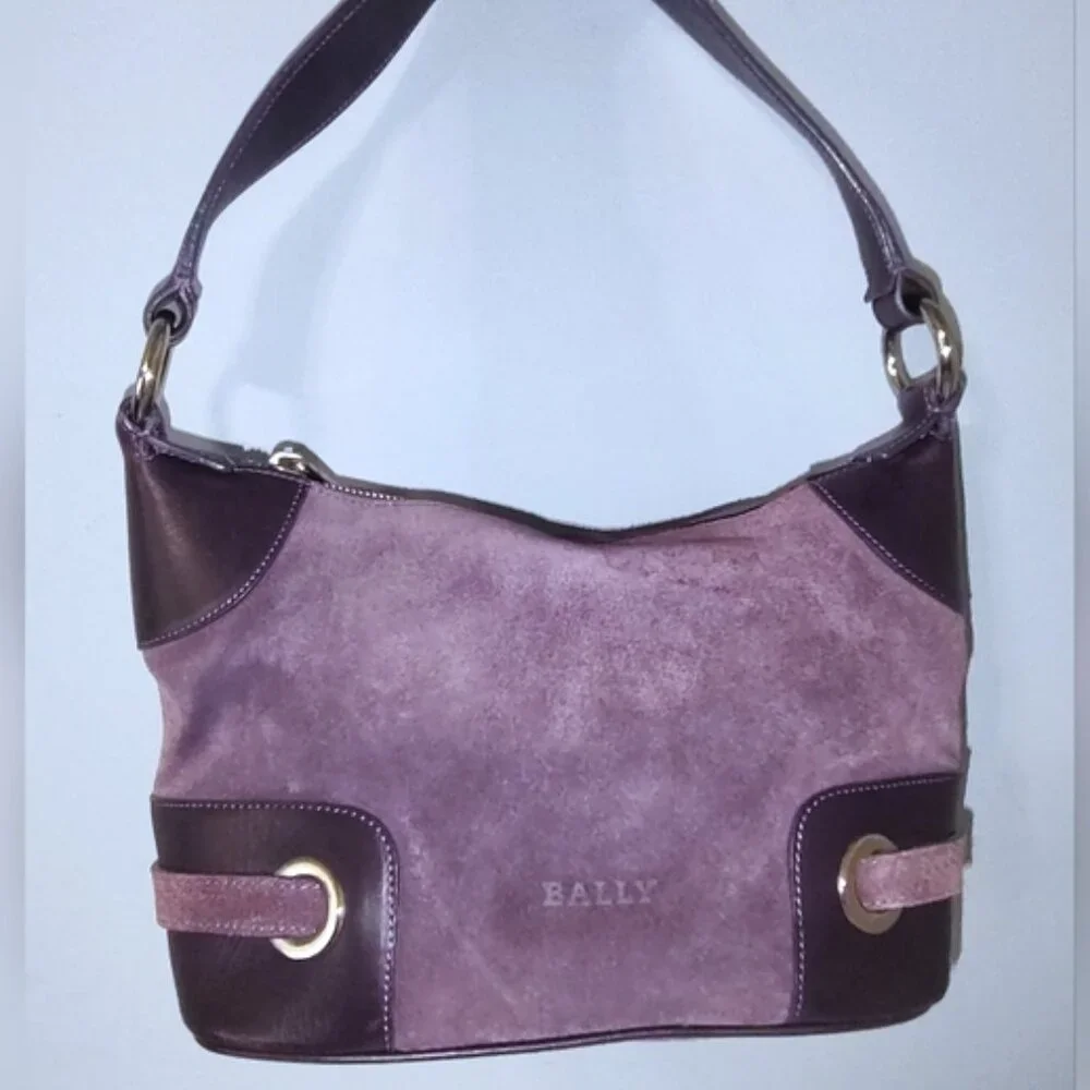 Bally suede leather grommet shoulder bag EUC